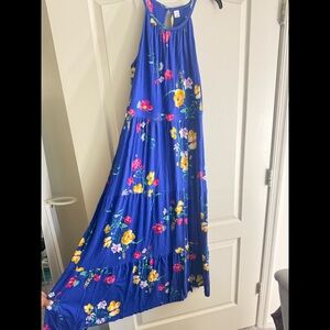 Halter neck flared knit maxi dress for women